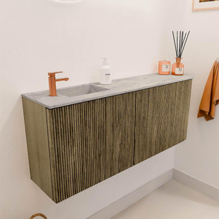 Mondiaz JOYA-DLUX 101.6cm toiletmeubel - ronding rechts kleur Dusk - Wastafel FAYE positie Links 1 kraangat kleur Glace.