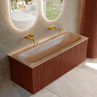 MONDIAZ KURVE-DLUX 120cm badmeubel kleur Ruby met 1 lade en 0 deuren. Wastafel BIG LARGE Midden zonder kraangat Saba.