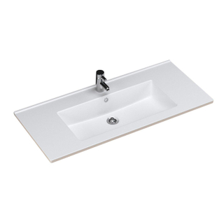 Sanicare q10 lavabo 100x45cm 1 trou pour robinet avec trop-plein rectangle céramique blanc