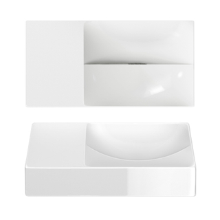 Clou Vale Lave-main 38x19x7cm avec trou de robinet perçable gauche céramique Blanc brillant
