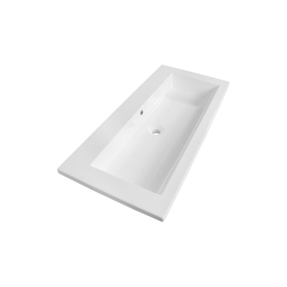 Saniclass Bologna Lavabo pour meuble 100cm 1 vasque 2 trous pour robinet marbre artificiel blanc SECOND CHOIX