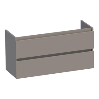 BRAUER Solution Small Wastafelonderkast - 100x39x50cm - 2 softclose greeploze lades - 1 sifonuitsparing - MDF - mat taupe