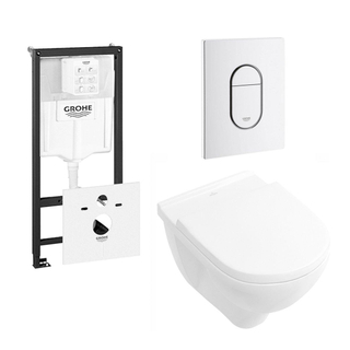 Villeroy & Boch O.NOVO Pack WC avec réservoir GROHE et plaque de commande Cosmopolitan Blanc