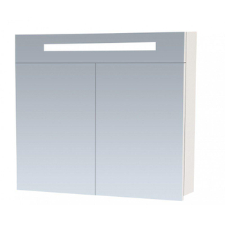 BRAUER 2.0 Spiegelkast - 80x70x15cm - verlichting geintegreerd - 2 links- en rechtsdraaiende spiegeldeuren - MDF - hoogglans wit