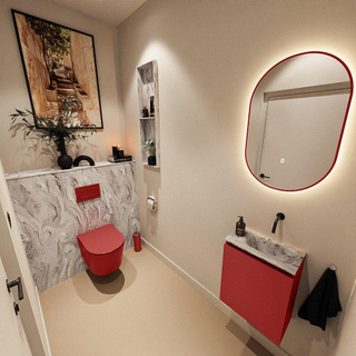 MONDIAZ TURE-DLUX Meuble toilette - 40cm - Fire - EDEN - vasque Glace - position droite - sans trou de robinet
