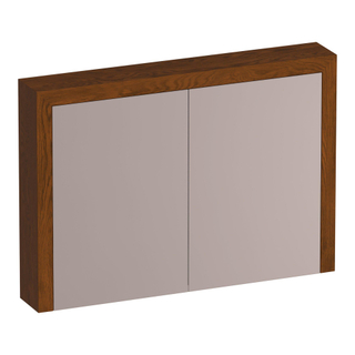 BRAUER Rise spiegelkast - 100x70x15cm - zonder verlichting - 2 dubbelzijdige spiegeldeuren - lamellen eiken bruin