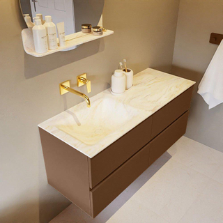 Mondiaz VICA-DLUX ensemble de meuble de salle de bain - 120cm - meuble sous-vasque repos - 4 tiroirs - lavabo encastrée cloud gauche - sans trous de robinet - version haute de 60cm - ostra