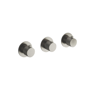 Hotbath Cobber X afbouwdeel voor douchethermostaat met 2 stopkranen horizontaal/verticaal geborsteld nikkel