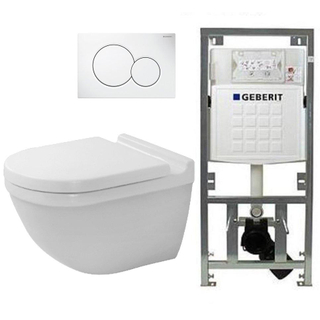Duravit Starck 3 Pack WC avec bâti-support Geberit et abattant softclose Saniclass plaque de commande sigma01 blanc