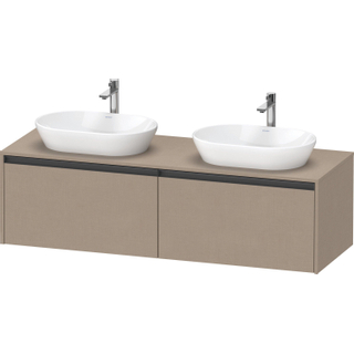Duravit ketho meuble sous 2 lavabos avec plaque console et 2 tiroirs pour double lavabo 160x55x45.9cm avec poignées anthracite lin mat
