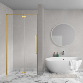 Aqua Vista Oria Linea porte de niche - 100x200cm - incl. kit de montage - Or doré brossé