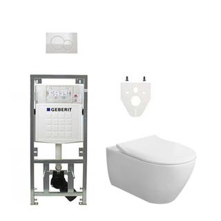 Villeroy & Boch Subway 2.0 DirectFlush CeramicPlus toiletset slimseat zitting met Geberit reservoir en bedieningsplaat wit