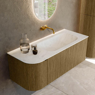 Mondiaz KURVE-DLUX Badkamermeubelset - 115x46x40cm - 1 lade - 1 deur - wastafel solid surface - rechts - zonder kraangat - Dusk