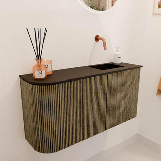 Mondiaz JOYA 81.6cm toiletmeubel - ronding links kleur Dusk - Wastafel FAYE positie Rechts Zonder kraangat kleur Urban.