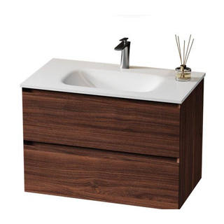 Saniclass Terra Wastafelonderkast - 100cm - 2 lades - kastanje