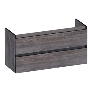 BRAUER Joy Edge wastafelonderkast ondiep 100 2 softclose lades - greeploos - 1 sifon uitsparing - Driftwood