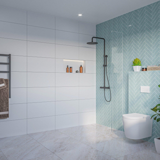 FugaFlow Eccelente Vetro Inloopdouche - helder glas - 180x200cm - 8mm - nano - blind inbouw profiel