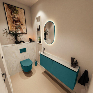 MONDIAZ TURE-DLUX Meuble toilette - 120cm - Smag - EDEN - vasque Ostra - position gauche - 1 trou de robinet
