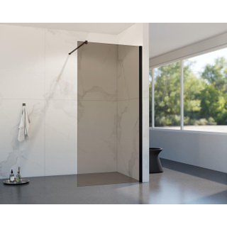 FugaFlow Eccelente Vetro inloopdouche - 110x200cm - rookglas - wandarm - mat zwart