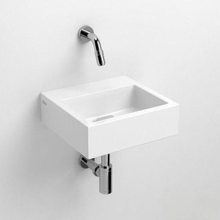 Clou Flush 1 Kit lave-mains 28x27x9cm sans trou de robinet Céramique blanc avec robinet, bonde et siphon chrome