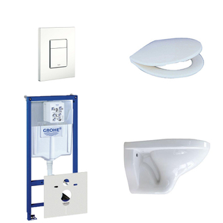 Adema Classico Pack WC avec réservoir encastrable, cuvette toilette, abattant et plaque de commande blanc