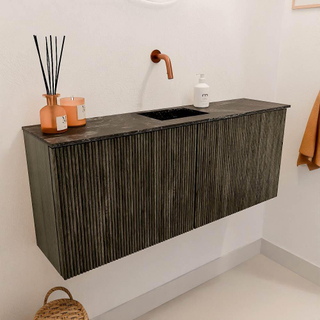 Mondiaz JOYA-DLUX 100cm meuble de salle de bains - couleur Shadow - Vasque FAYE position Milieu Sans trou de robinet couleur Lava.