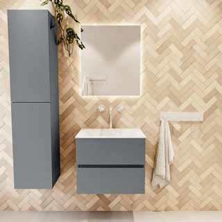 Mondiaz VICA Ensemble de meuble de salle de bain - 60cm - meuble sous-vasque plata - 2 tiroirs - lavabo cloud milieu - 1 trou de robinet - version haute de 60cm - talc