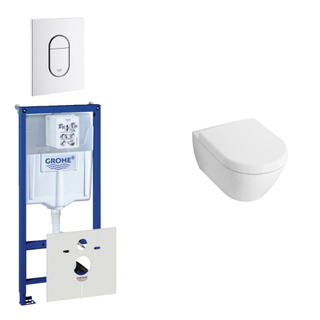 Villeroy & Boch Subway Compact Toiletset - inbouwreservoir - diepspoel wandcloset - bedieningsplaat verticaal - wit
