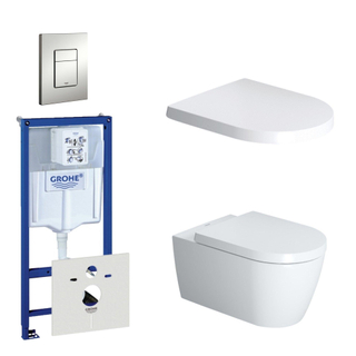 Duravit Starck Me Toiletset - inbouwreservoir - diepspoel - wandcloset - softclose - bedieningsplaat verticaal/horizontaal - mat chroom