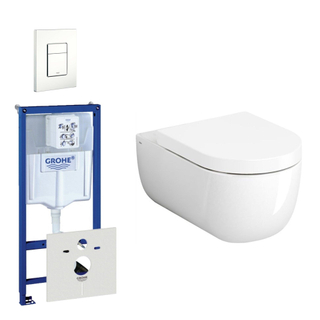 Clou Hammock Pack WC avec réservoir encastrable, WC suspendu avec abattant frein de chute et déclipsable avec plaque de commande verticale/horizontale blanc