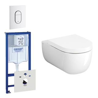 Clou Hammock toiletset met inbouwreservoir, wandtoilet met softclose en quickrelease zitting met bedieningsplaat verticaal wit