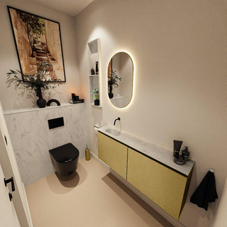 MONDIAZ TURE-DLUX Meuble toilette - 120cm - Oro - EDEN - vasque Opalo - position gauche - sans trou de robinet