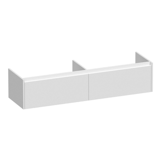 BRAUER Embrace meuble sous lavabo - 159,8x35x45,5cm - 2 tiroirs à fermeture douce - sans poignée - 2 découpes pour siphon - brillant blanc