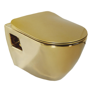 Creavit Design Hangend Toilet - 35.3x50.2cm - RVS Bidetsproeier - goud