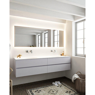 Mondiaz VICA ensemble de meuble de salle de bain - 200cm - meuble sous-vasque cale - 4 tiroirs - lavabo moon double - sans trou de robinet - miroir LED - version XL 60cm de haut