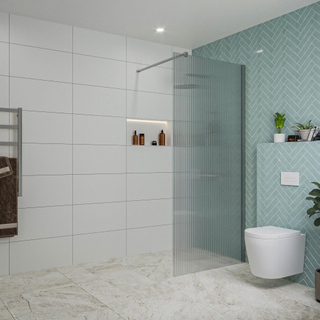 FugaFlow Eccelente Vetro Douche à l'italienne - 90x200cm - verre nervuré - Chrome