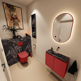 MONDIAZ TURE-DLUX Meuble toilette - 60cm - Fire - EDEN - vasque Lava - position centrale - sans trou de robinet