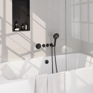 Brauer Black Edition Mitigeur bain encastrable avec bonde et remplisseur avec douchette 2 robinets Noir mat