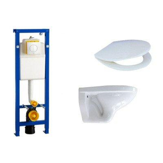 Adema Classico WC suspendu avec réservoir encastrable, cuvette toilette, abattant et plaque de commande blanc