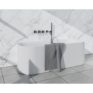 Fortifura Nebbio Ensemble combiné baignoire - mitigeur thermostatique - coude mural avec support de douchette - flexible de douche lisse - douchette sur barre - bec - gunmetal