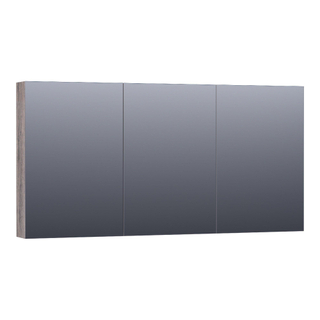BRAUER Plain Spiegelkast - 140x70x15cm - 3 links- en rechtsdraaiende spiegeldeuren MFC - grey Canyon
