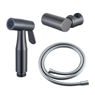 FugaFlow Eccelente Ensemble d'accessoires pour bidet - douchette à main - flexible 150cm - support - Gunmetal PVD brossé
