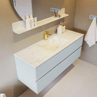 Mondiaz VICA-DLUX ensemble de meuble de salle de bain - 130cm - meuble sous-vasque argile - 2 tiroirs - lavabo encastré nuage milieu - 1 trou de robinet - version haute 60cm - opalo