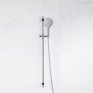 Fortifura Calvi Ensemble de douche avec barre curseur - douchette ronde - flexible en métal - Chrome