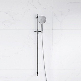 FugaFlow Eccelente Ensemble barre de glissement avec douchette ronde, flexible de douche métallique chrome