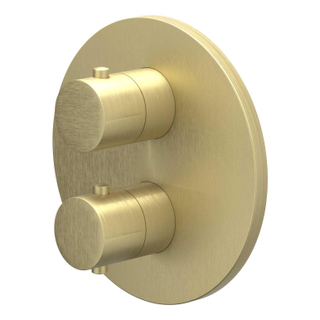 IVY Bond Partie de finition - pour thermostat encastrable - inverseur 2 voies avec arrêt - rosace ronde - Or brossé mat PVD