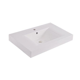 Xellanz Wiesbaden Tigris lavabo simple avec 1 trou de robinet 60x46x8 cm polybéton brillant blanc