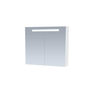 BRAUER Double Face Spiegelkast - 80x70x15cm - verlichting - geintegreerd - 2 links- rechtsdraaiende spiegeldeur - MDF - hoogglans wit