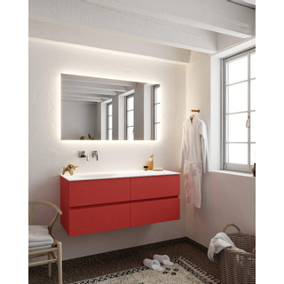 Mondiaz VICA ensemble de meuble de salle de bain - 120cm - meuble sous-vasque fire - 4 tiroirs - lavabo moon gauche - sans trou de robinet - miroir LED - version XL 60cm haut