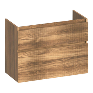 BRAUER Delight Wavy wastafelonderkast ondiep 80 2 softclose lades - greeploos - 1 sifon uitsparing - Honey
